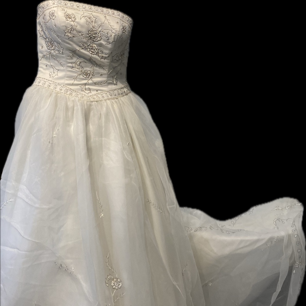 Wedding ball dress off white cathedral train corset back